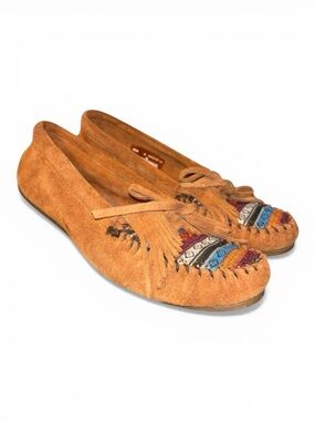 Minnetonka Women’s Brown Arizona Print Kiltie Driving Shoe - Size 8